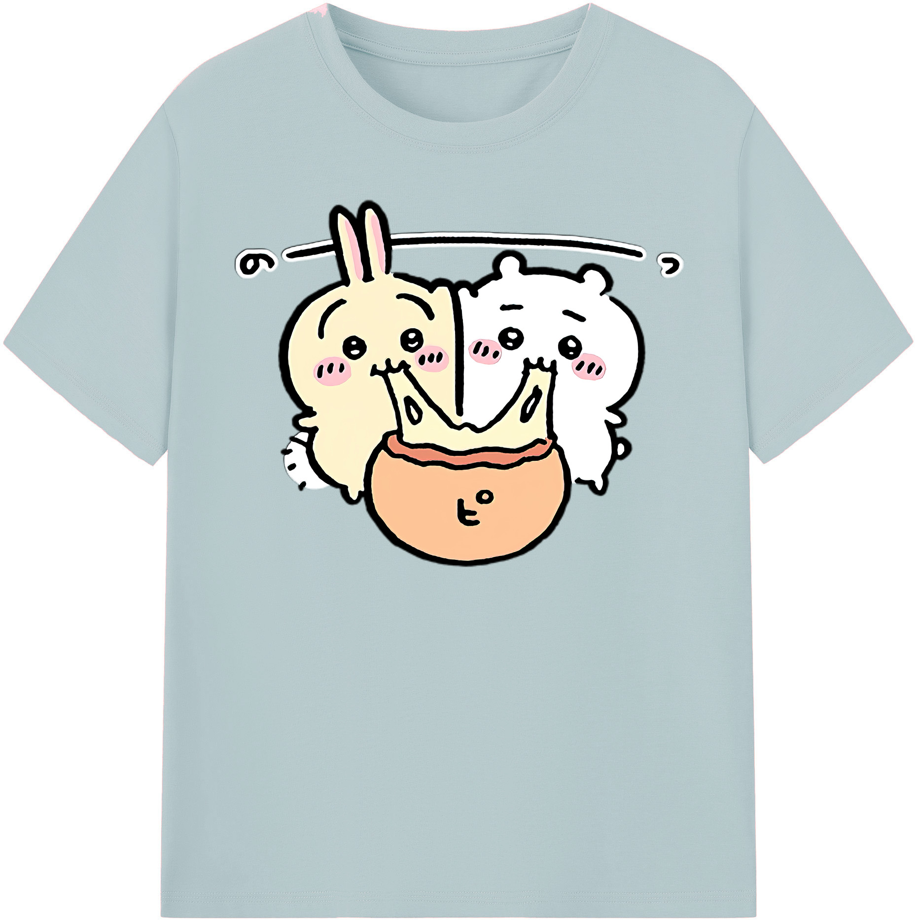（画像用） ちいかわ うさぎ Chii-kawa usagi 綿100％半袖Tシャツ（フロントプリント）